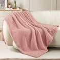 thumbnail image 6 of Exclusivo Mezcla Fuzzy Fleece Throw Blanket for Couch Sofa, Lightweight Fluffy Solid Velvet Blanket, 50x60 Inches, Dusty Pink, 6 of 9