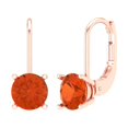 thumbnail image 2 of 1 Ct Round Cut Drop Dangle Red Crystal 14K Rose Solid Gold Everyday Dainty Earrings Lever Back, 2 of 7