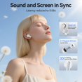 thumbnail image 3 of Auriculares inalámbricos BHNYBWUL Bluetooth 5.4 con micrófono ENC, blancos, 3 of 7