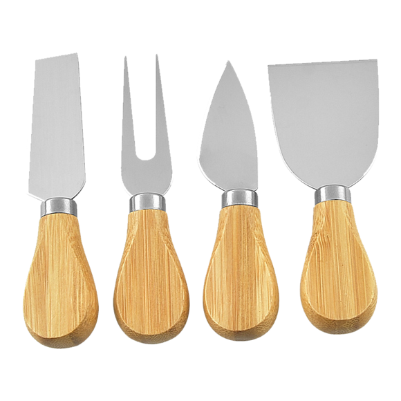 EIGTHTAIL 4 Pieces Set Cheese Knives with Acacia Wood Handle