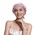 thumbnail image 1 of Gorro de seda Cocheng, 100% seda de morera, doble cara, color rosa frijol, 1 of 7