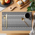thumbnail image 2 of Placemats Set of 8, Grey Black Boho Woven Placemat, Linen Place Mats for Kitchen/Dining Tables, Vintage Ethnic Tribe Abstract Art Washable Table Mats for Party, 2 of 8