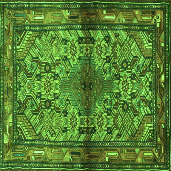 Ahgly Company Indoor Square Persian Green Traditional Area Rugs, 5' Square