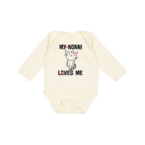 Inktastic Nonni Loves Me Granddaughter Kitty Cat Girls Long Sleeve Baby Bodysuit