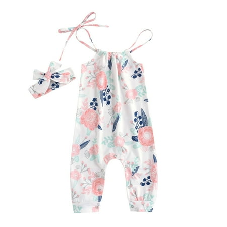 

HGWXX7 Kids Clothes Jumpsuit Kids Print Strap Baby Girls Sleeveless One Romper Floral Piece Girls Romper&Jumpsuit