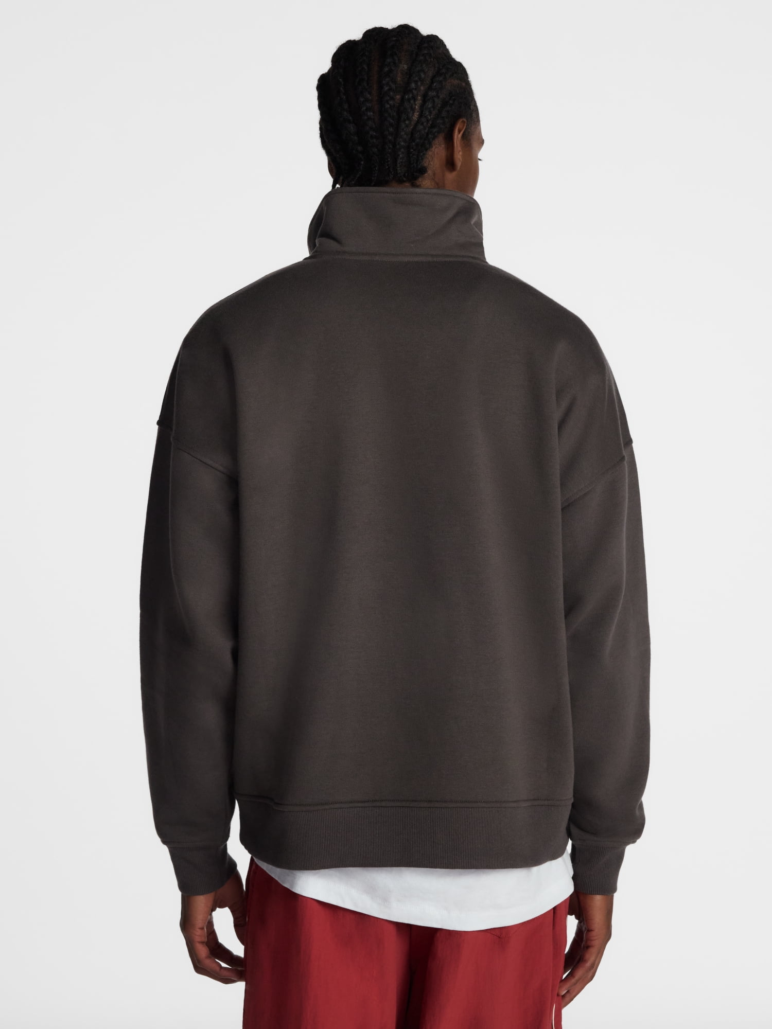 No Boundaries Boxy Fit Quarter Zip Fleece Sweatshirt with Long Sleeves, Men's XS-4XLT