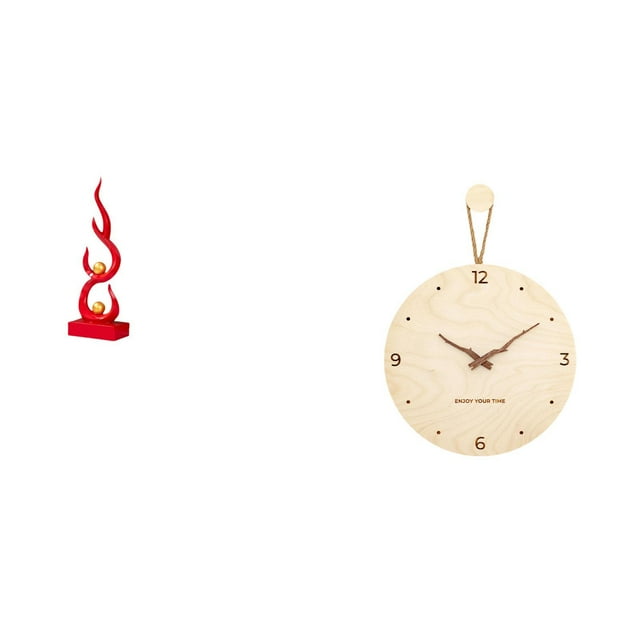 Reloj de pared con escultura de fuego abstracta, estatua artística de madera, adorno de resina para el hogar, decorativo, para colgar en la pared, sil