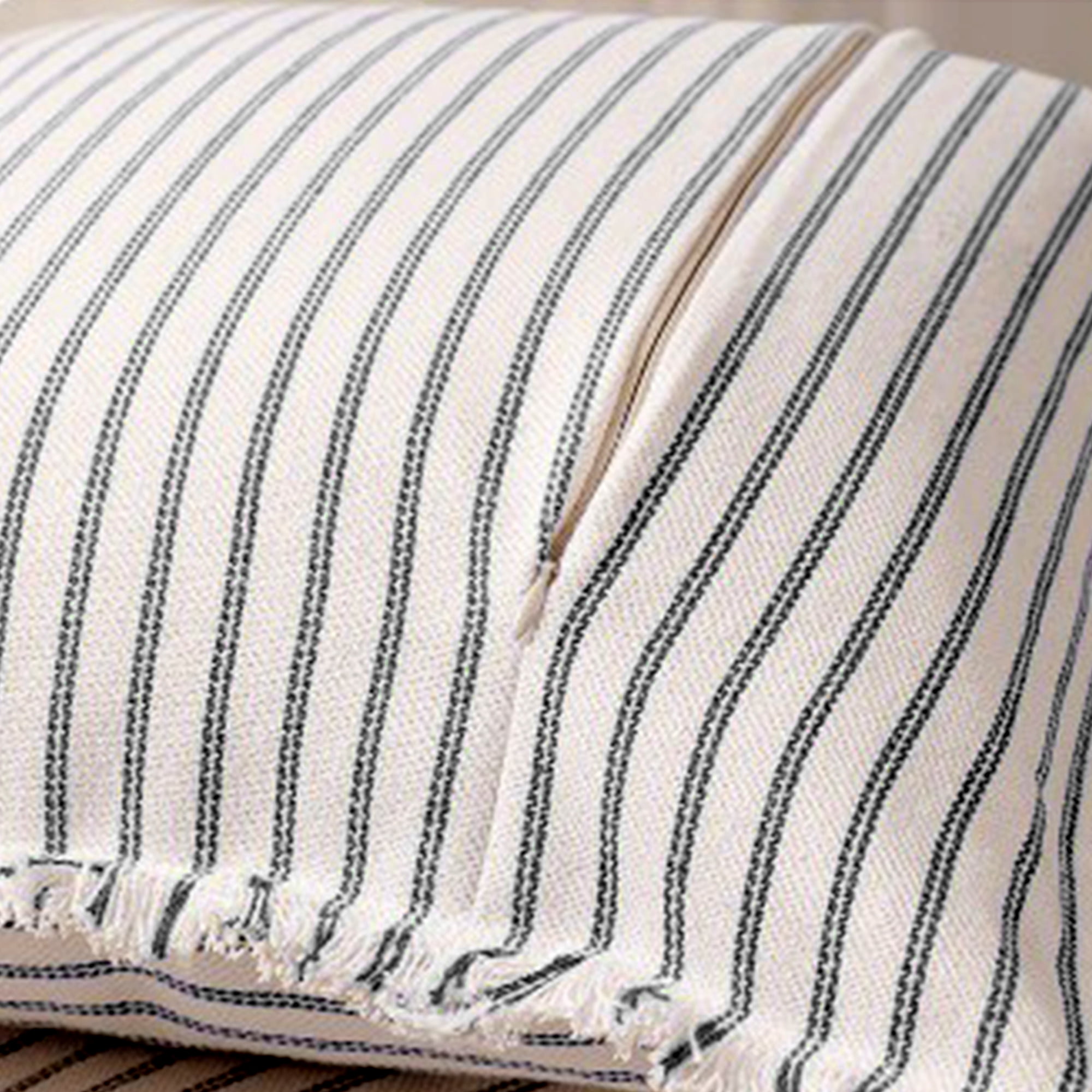 Unique Bargains 4 Pcs Classical Striped Throw Pillow Cover Black/Navy Blue 18" x 18"