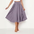 thumbnail image 5 of Women's Elastic High Waist Flared Skirt Midi Length A-Line Pleated Flowy Lightweight Summer Beach Vacation Skirt Casual Relaxed Fit Swing Sun Skirt, 5 of 9