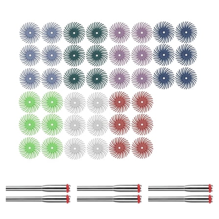 APPLAYERR Deburring Cleaning Finishing Sanding Discs 42PCS for Dremel Proxxon 1 Inch Radial Bristle 3mm Mandrels Kit