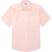 Covona Mens Short Sleeve Solid Pink Color Dress Shirt