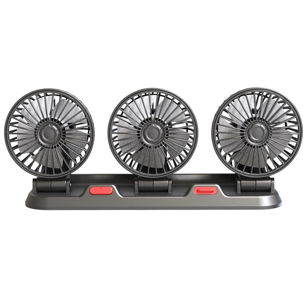 Ventilador de coche de 3 cabezales, ventilador de refrigeración de aire portátil, eléctrico silencioso