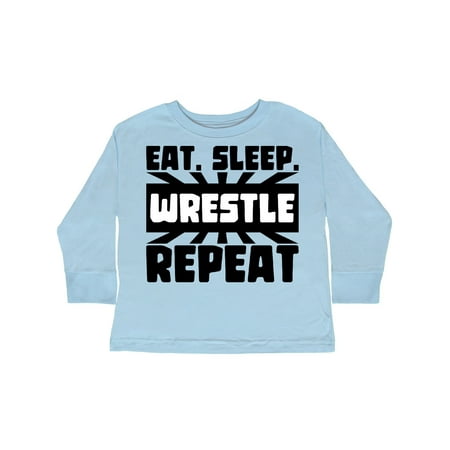 

Inktastic Eat Sleep Wrestle Repeat Gift Toddler Boy or Toddler Girl Long Sleeve T-Shirt