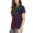 thumbnail image 3 of Lumtrix Mardi Gras Print Scrubs for Women Design Plus Size V Neck Nursing Uniform 2026 Spring Summer Short Sleeve Tops With Pockets Side Slit Shirt Multicolor XL, 3 of 5