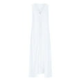 thumbnail image 3 of USSUMA Summer Dresses for Women 2025 Women'S Casual Dresses Sleeveless V Neck Casual Solid Color Lace Camisole Sling Maxi Dress Vintage Skirt Comfortable Skirts School White Dress Size-S, 3 of 6