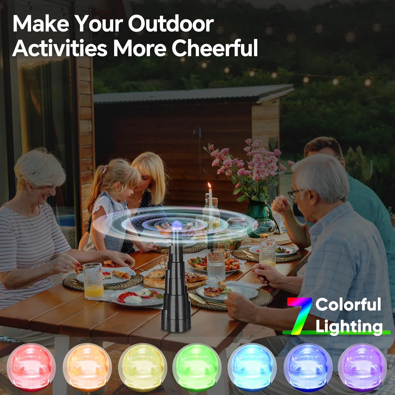 Fans for Tables, Fly Fan for Outdoor Table Keep Flies Away, Table Top Fly Fan Fly Spinner with Holographic Blades, for Picnic, Restaurant, Party, Home, BBQ-4 Pack