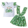 thumbnail image 1 of Felwors Toddler Girls Short Sleeve Easter Cartoon Rabbit Printed T Shirt Tops Suspender Skirts Outfits, 1 of 9