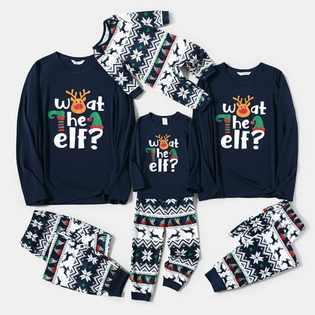 

PatPat Christmas Family Matching Dark Blue Graphic Long-sleeve Pajamas Sets