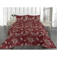 thumbnail image 2 of Ambesonne Flowers Boho Quilted Bedspread Set 3 Pcs, Spring Magnolia Sketch, King, Dimgray Burgundy, 2 of 4