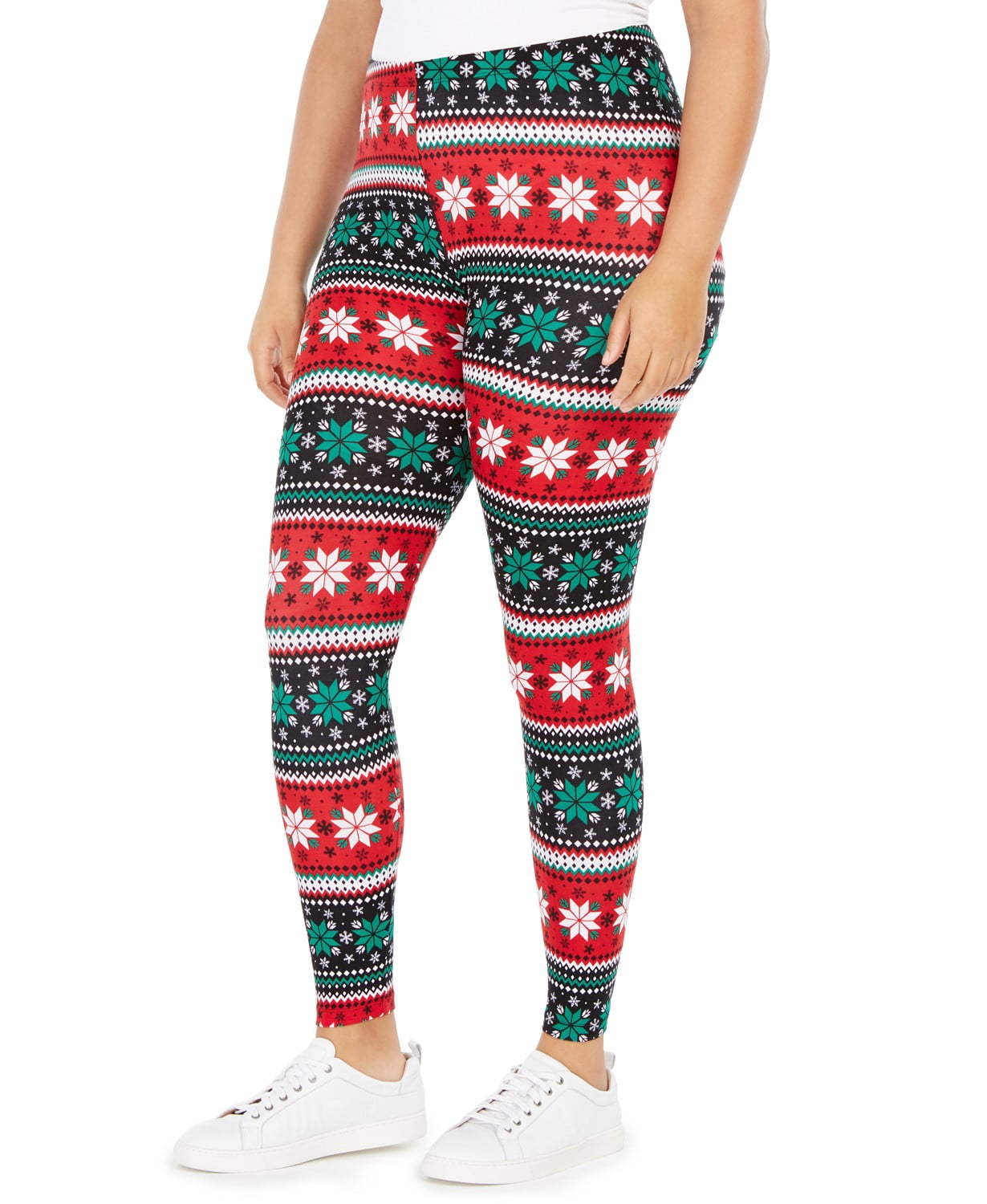 Size Trendy Printed Leggings Green 