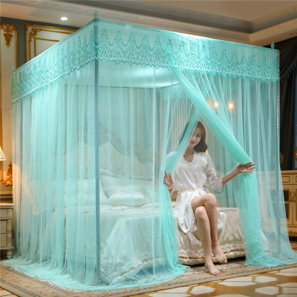 Dust Mosquito-proof Bed Curtain Canopy Mosquito Netting 4 Corner Post Bracket 