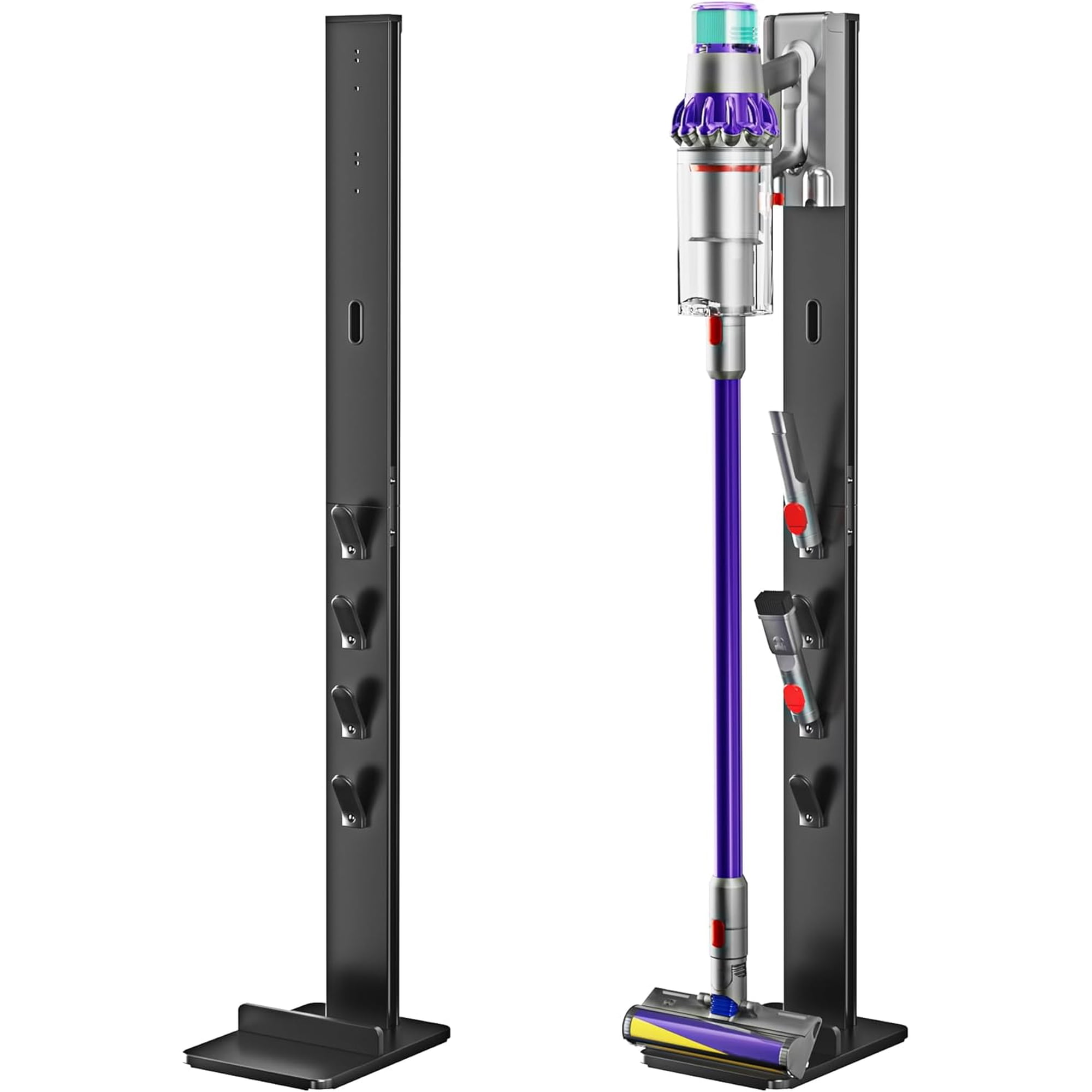 Vacuum Cleaner Stand, Compatible with Dyson Gen5 V15, with 4 Hooks | for V12 V11 V10 V9 V8 V7 V6, Floor Cordless Vacuum Accessory Holder, Attachment Organizer, Black