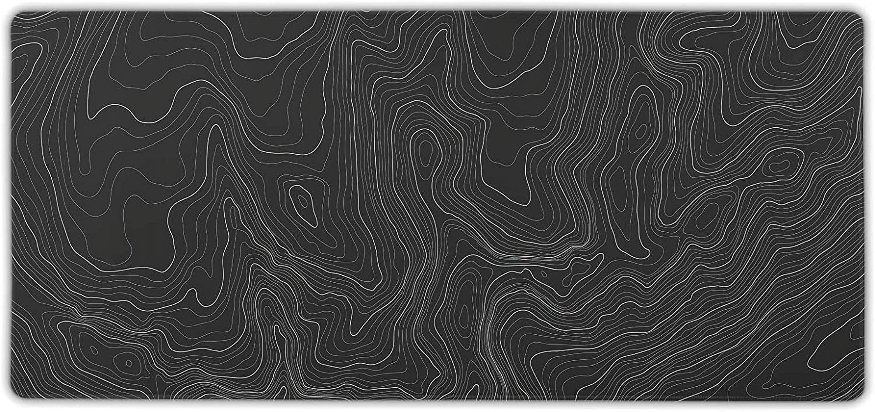 Large Mouse Pad Mat (35.4×15.7 Inch) Extended Gaming Mouse Pad with Non-Slip Rubber Base,Black Background Contour Map Lines for Gaming Office PC Laptop Computer