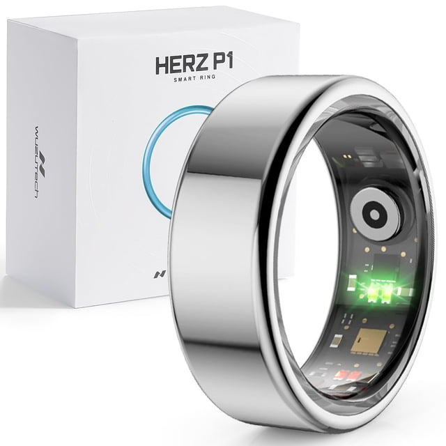 WuzuTech Herz P1 - Anillo inteligente para mujeres y hombres, anillo de fitness 24/7 para métricas de salud, pistas 20+ biometría, batería de 6 días, impermeable, compatible con iOS Android