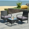 thumbnail image 1 of Costway 3 PCS Patio Wicker Rattan Furniture Set Coffee Table & 2 Rattan Chair W/Cushion, 1 of 8
