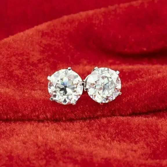 14K White Gold Plated 2Ct Round Lab-Created Diamond Women's Wedding Stud Earring