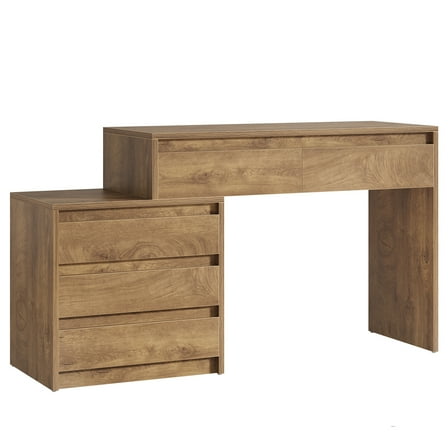 63" Executive Desk with 3-Drawer File Cabinet Home Office Computer Desk with 5 Drawers