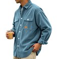 thumbnail image 5 of Men Corduroy Shacket Sevevn Long Sleeve Lapel Collar Button Front Jacket With Dual Chest Pockets For Daily Casual Wear Weekend Outings And Everyday Street Occasions, 5 of 8
