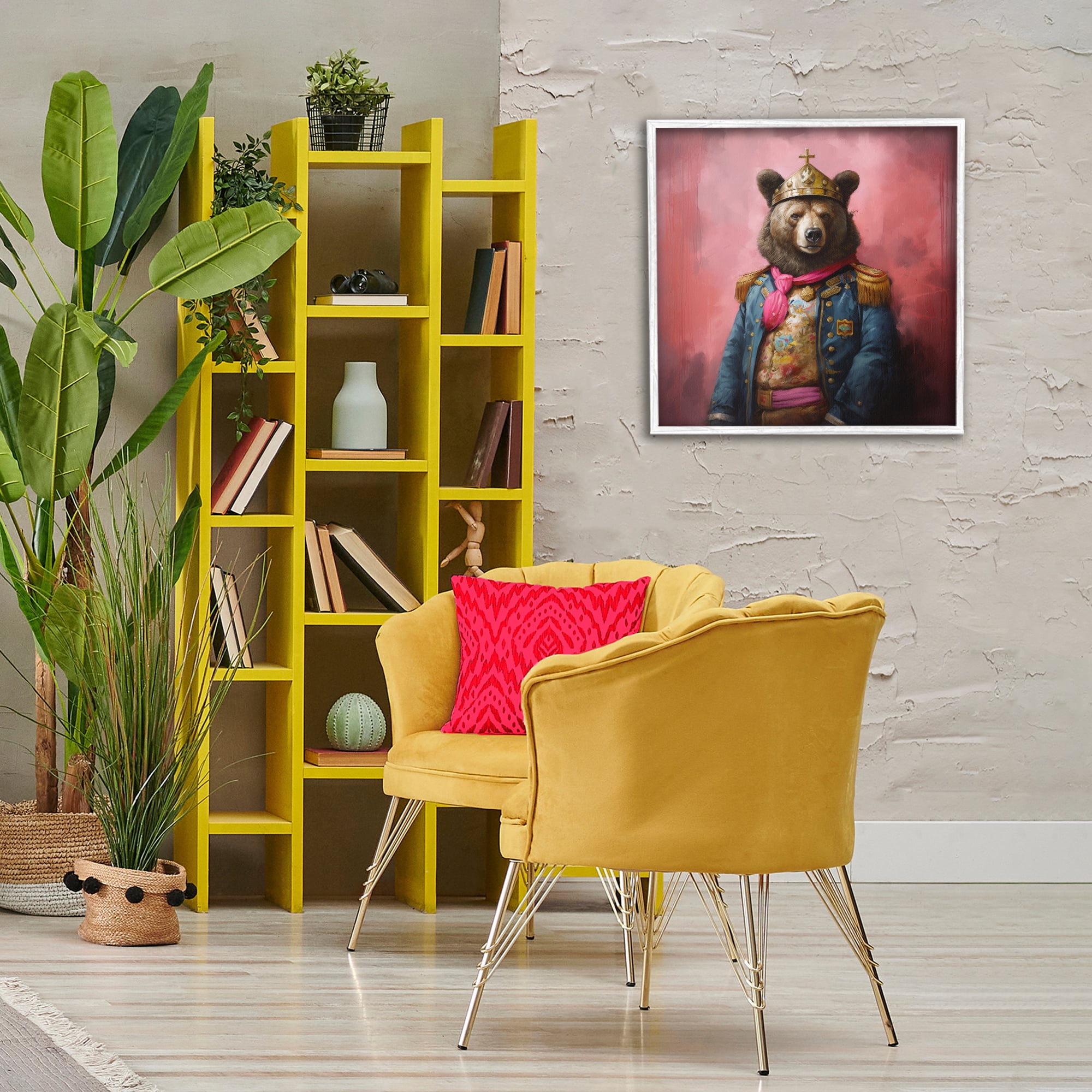 Stupell Industries Regal Bear Portrait Animals & Insects Painting White Framed Art Print Wall Art, 24 x 24
