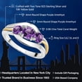 thumbnail image 2 of Gem Stone King Purple Amethyst 3 Stone Ring for Women | 925 Sterling Silver and 10K Yellow Gold | 0.98 Cttw | Round 5MM and 4MM | Wedding Engagement Anniversary Promise Ring for Women | Size 9, 2 of 4