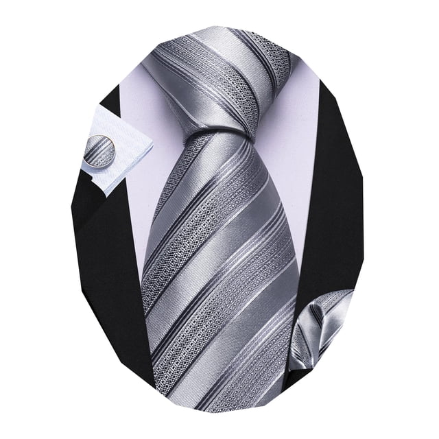 Set de Corbata Barry.Wang Clásica de Seda Tejida a Rayas 150 cm