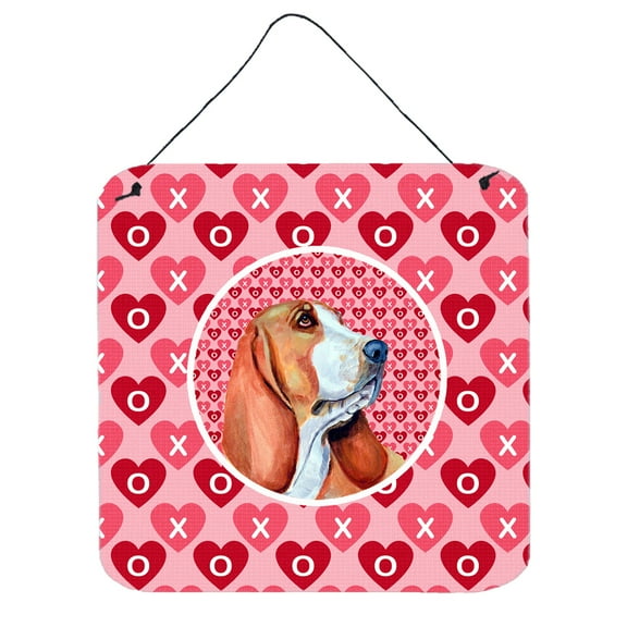 Carolines Treasures LH9152DS66 Basset Hound Hearts Love and Valentines Day Portrait Wall or Door Hanging Prints 6HX6W