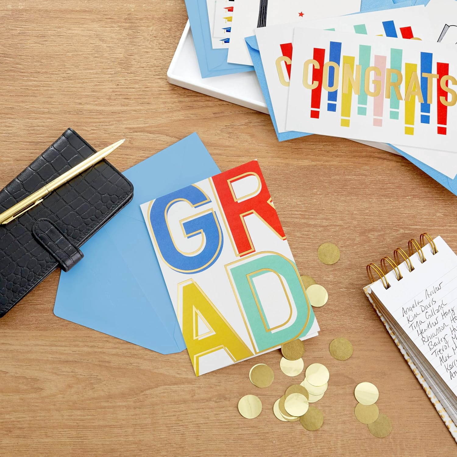Graduation Cards Bulk Assortment, Colorful Congrats (36 Cards and Envelopes, 6 Designs)