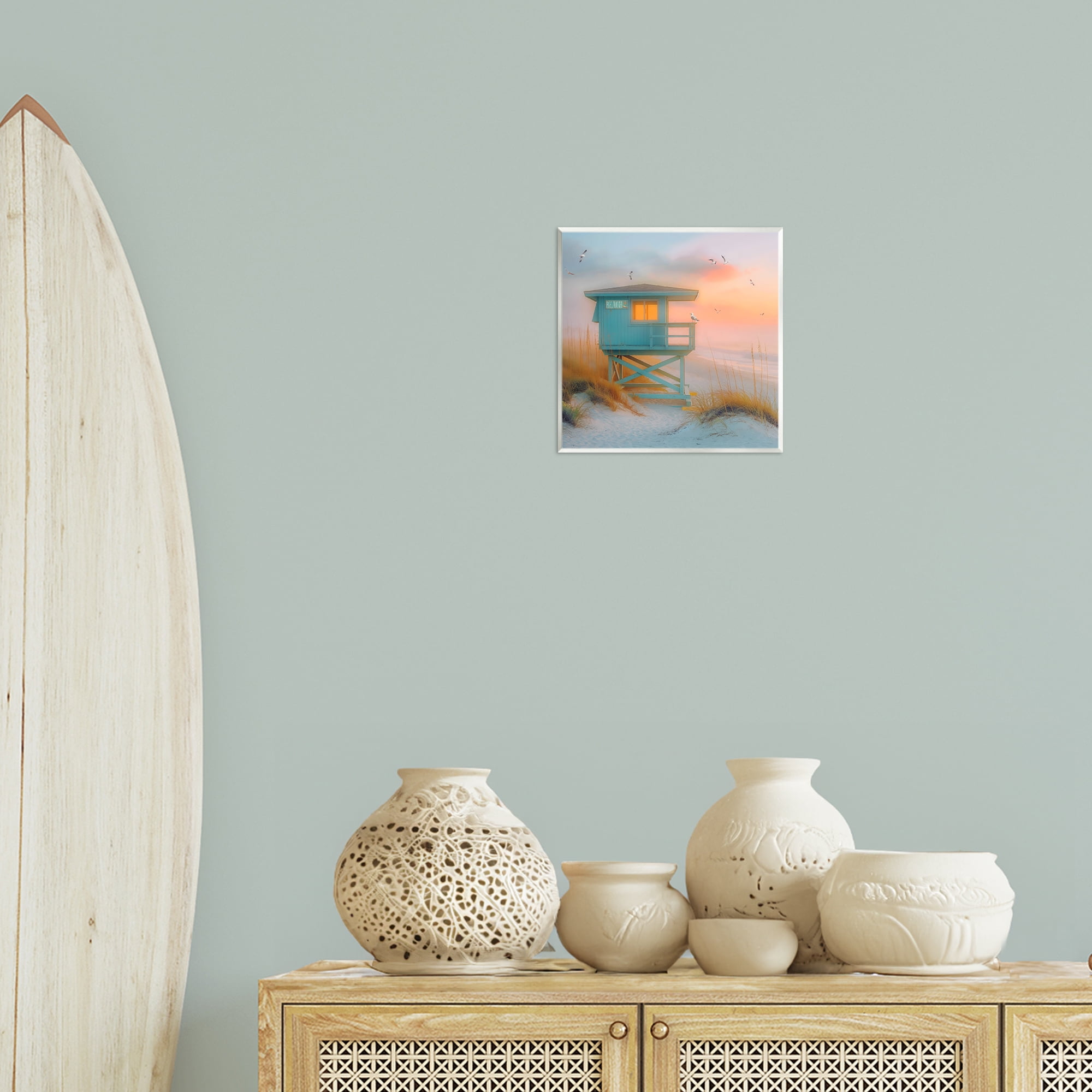 Stupell Industries Coastal Charm Beach Coastal Painting Unframed Art Print Wall Art, 12 x 12