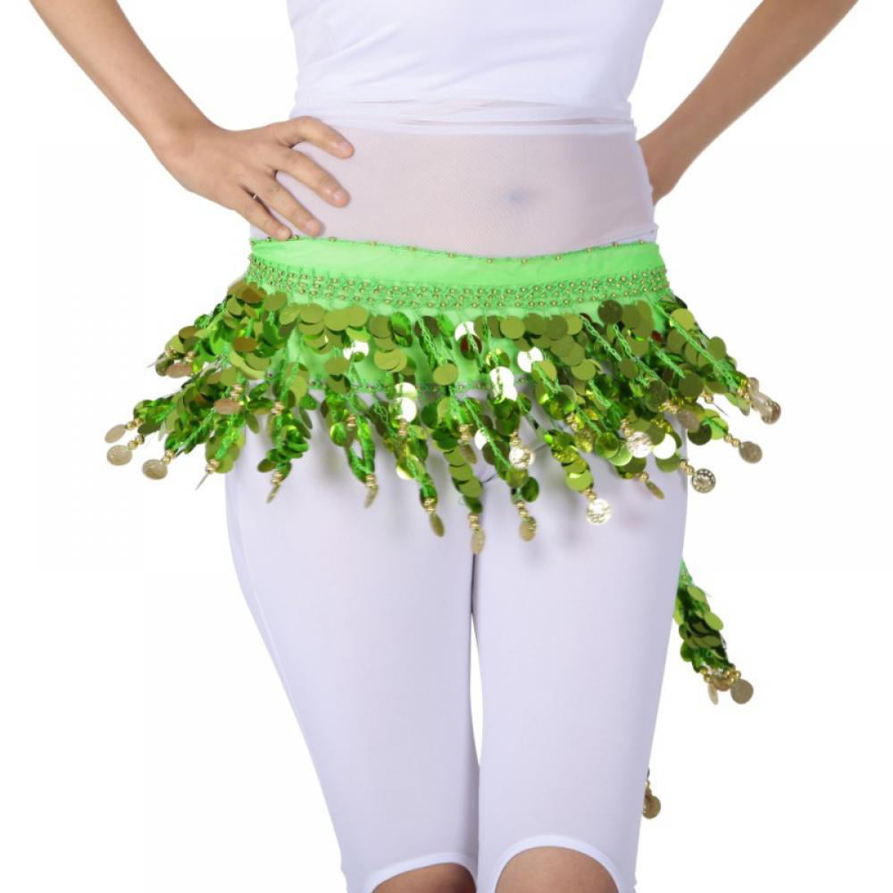 Sweet Belly Dance Skirt Wrap Performance Bling Sequins Coins Belly Dance Hip Scarf Belly Dancer Costumes for Women 