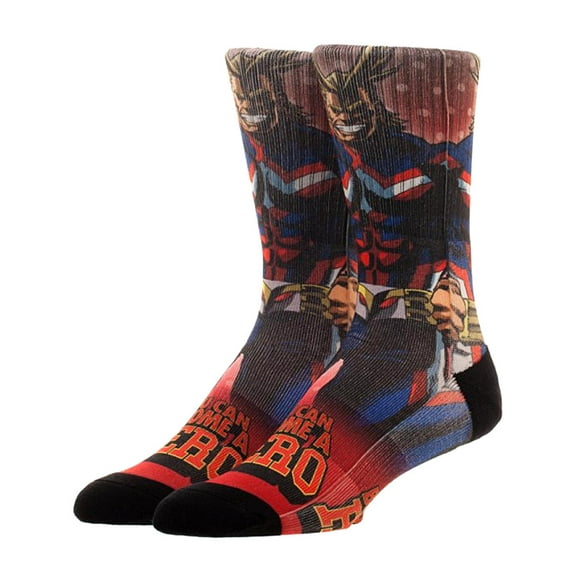 Bioworld My Hero Academia Manga All Might  Men's Sublimated Crew Socks