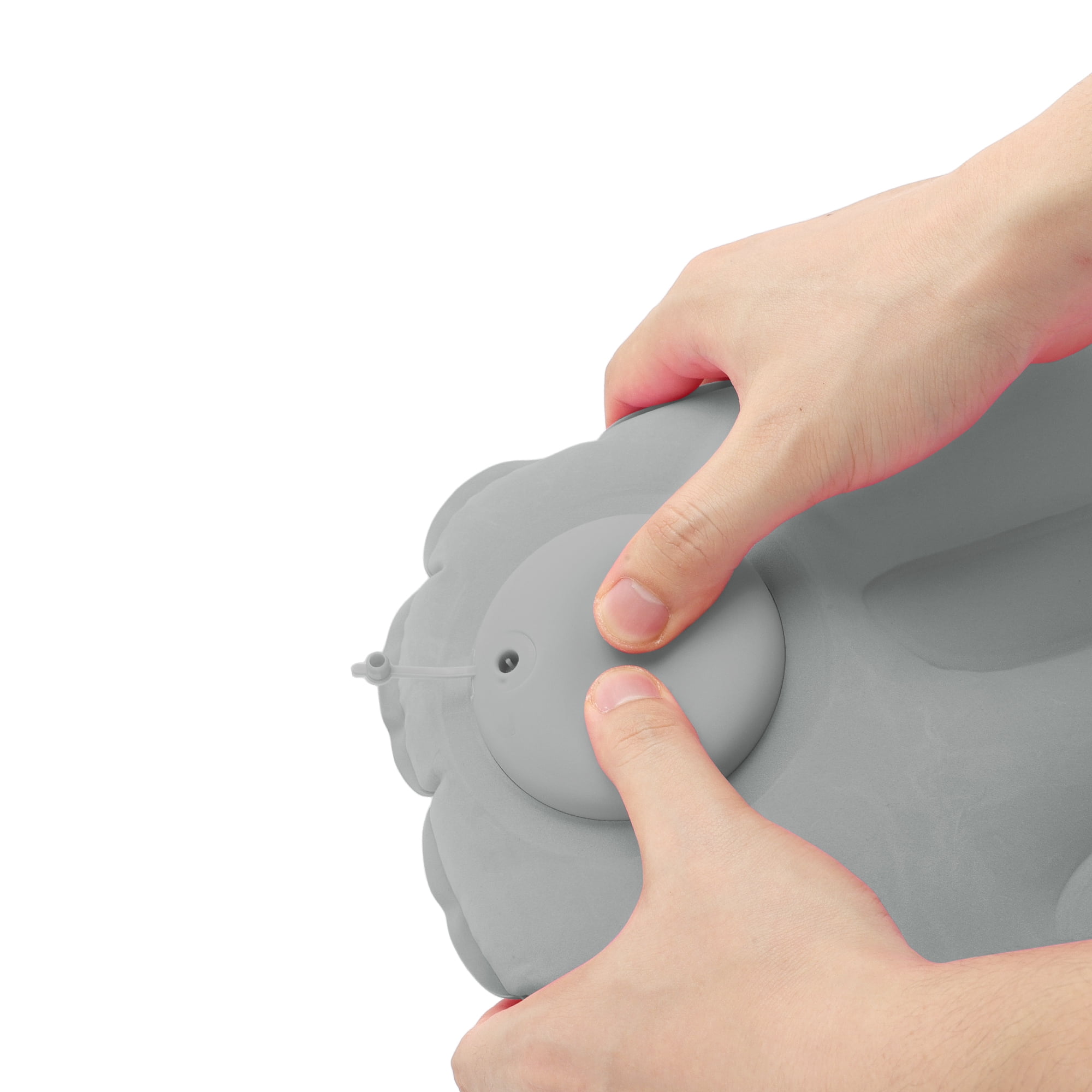 Unique Bargains Travel Pillow Press to Inflate Neck Pillow Light Gray 19.29"x12.6"