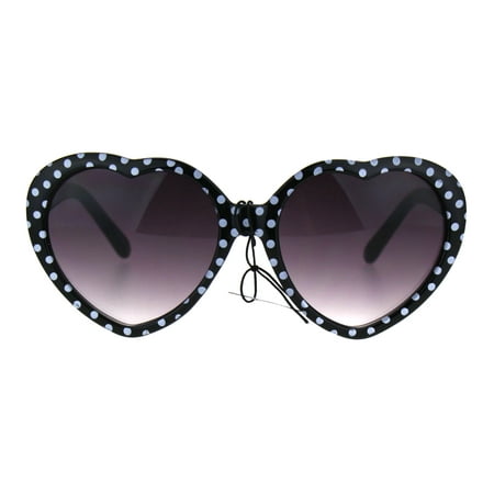 Girls Child Size Retro Polka Dot Valentine Love Plastic Sunglasses Black