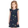 thumbnail image 1 of Vsdgher Robe de Nuit Dessin Animé Espace Planètes pour Filles Manches Courtes à Volants Robe de Nuit Pyjama pour Fête Pyjama-Grand, 1 of 6