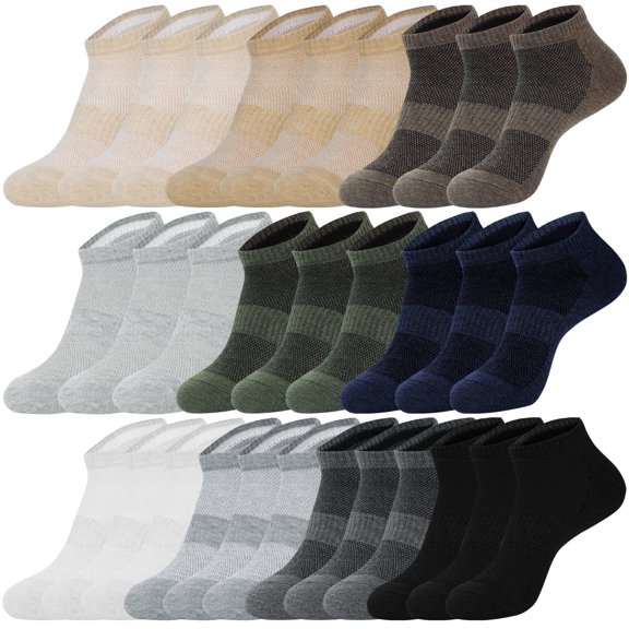 Sophproton 30 Pairs Mens Ankle Socks Athletic Sport Low Cut Ankle Socks Moisture Wicking Running Socks for Men