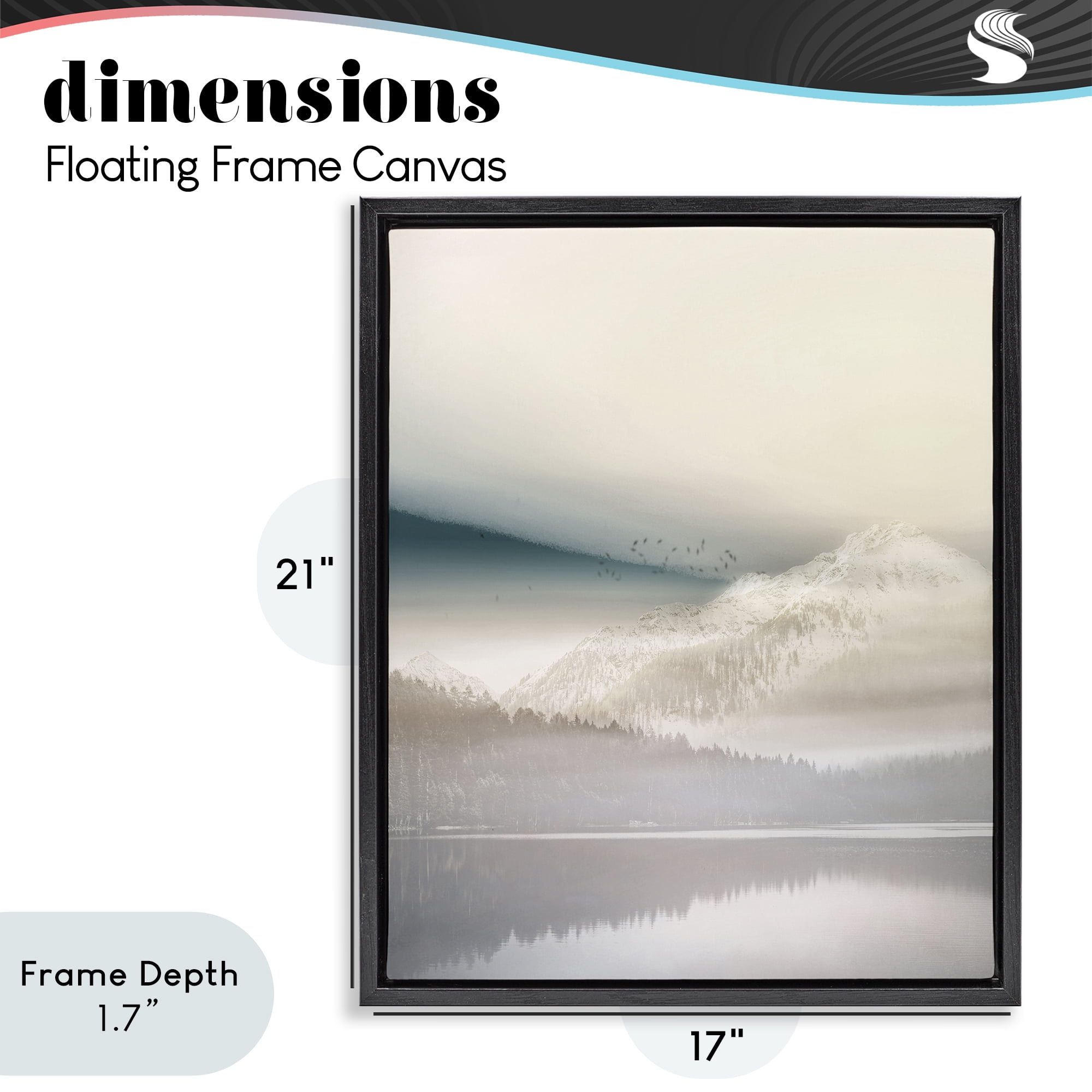 Stupell Industries Mountainous Vanilla Landscape Black Framed Floater Canvas Wall Art, design by Gemma Bardot