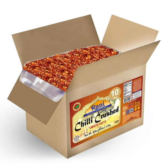 Rani Crushed Red Pepper Flakes Chilli (Pizza Type Cut) 160oz (10lbs) 4.54kg Bulk Box ~ All Natural, No Color added, Gluten Friendly | Vegan | NON-GMO | Kosher | No Salt or fillers