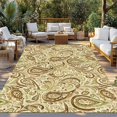 thumbnail image 2 of Beige Brown Green Outdoor Rug for Patio/Deck/Porch, Non-Slip Large Area Rug 3 x 5 Ft, Retro Botanical Abstract Art Indoor Outdoor Rugs Washable Area Rugs, Reversible Camping Rug Carpet Runner, 2 of 8