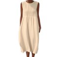 thumbnail image 1 of Hauts à Enfiler pour Femmes Vêtements Printemps Automne 2025 Chemises à Manches Longues Tendance Col Rond Ample Festival Hauts Été Couleur Unie Lin Sans Manches Robe Jupe Col Rond Grande Taille pour Femmes Été, 1 of 4