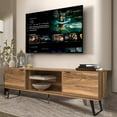 thumbnail image 6 of Atelier Mobili Mid Century Modern Door Glass Shelf TV Stand, Walnut, 6 of 9
