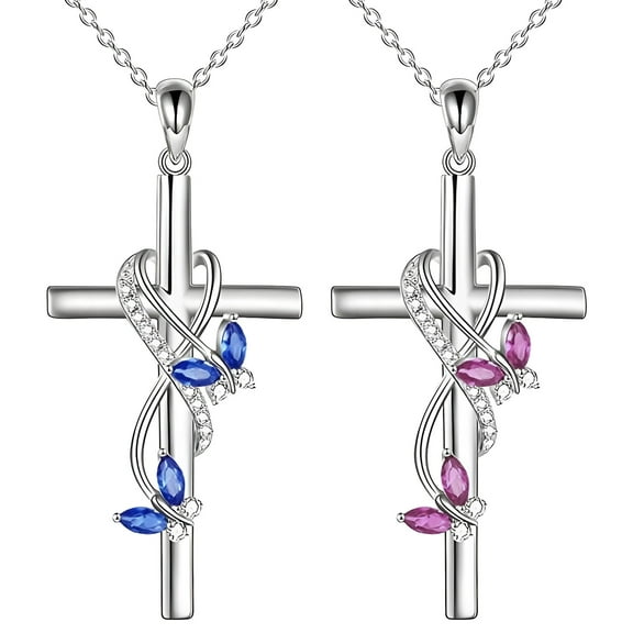 2 Pcs Butterfly Cross Necklace for Women - Memorial Copper Jewelry, 2 Colors Butterfly Cross Design, Exquisite Butterfly Necklace Accessories Ideal for Birthday Gifts